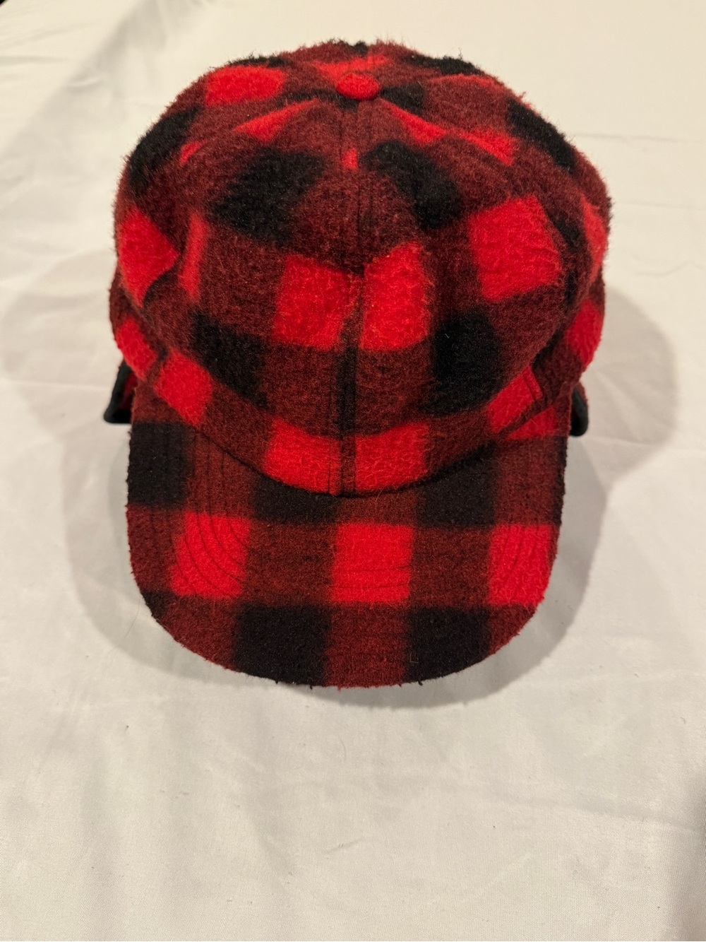 Unisex Red Black Buffalo Plaid Cap Made USA sz XL flannel lumberjack Elmer Fudd